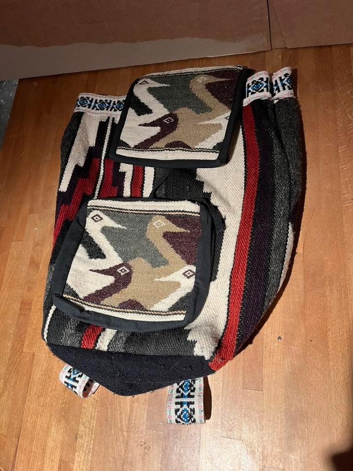 Vintage Handgeweven wollen rugzak uit Zuid-Amerika, Sieraden, Tassen en Uiterlijk, Tassen | Rugtassen, Gebruikt, Ophalen of Verzenden