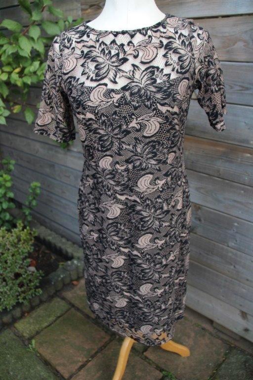 Jurk zwart/ camel Vanilia mt S/M Vaste prijs, Kleding | Dames, Jurken, Zo goed als nieuw, Maat 36 (S), Zwart, Knielengte, Ophalen of Verzenden