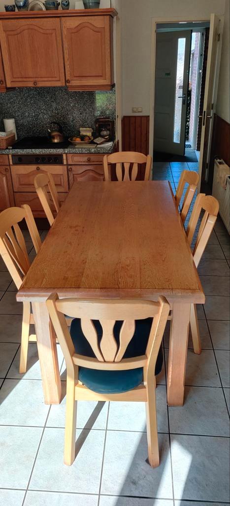 Houten Eettafel met 6 Stoelen, Huis en Inrichting, Tafels | Eettafels, Gebruikt, 50 tot 100 cm, 150 tot 200 cm, Vijf personen of meer