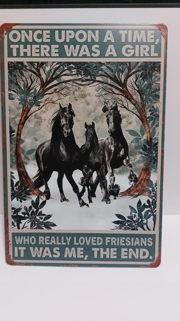 Wanddecoratie Aluminium Friese Paarden 20x30cm, Huis en Inrichting, Woonaccessoires | Wanddecoraties, Nieuw, Ophalen of Verzenden