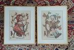 Twee vintage ingelijste borduurwerken Hummel, wanddecoratie, Hobby en Vrije tijd, Borduren en Borduurmachines, Ophalen of Verzenden