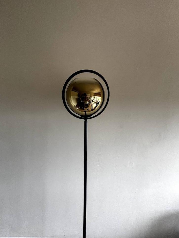 Design vloerlamp goud smoke glas – inclusief lichtbron, Huis en Inrichting, Lampen | Vloerlampen, Zo goed als nieuw, 150 tot 200 cm