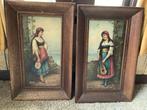 Twee Vintage Schilderijen met Vrouwenfiguren, Antiek en Kunst, Kunst | Schilderijen | Klassiek, Ophalen of Verzenden