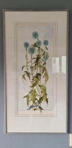 Distel met koolmeesje - Greetje Korne - Faber, Antiek en Kunst, Ophalen of Verzenden