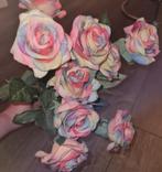 Mooie bos zijden regenboog kleuren rozen, Ophalen of Verzenden, Zo goed als nieuw
