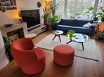 Rolf Benz 684 fauteuil+poef in rood/terra, Huis en Inrichting, Fauteuils, 75 tot 100 cm, Scandinavisch / modern, Ophalen of Verzenden