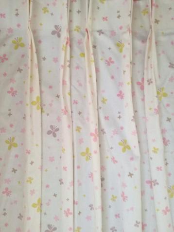 Overgordijn met haken 180 cm br x 217 cm hg Beige roze groen beschikbaar voor biedingen