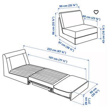 IKEA KIVIK - 1-zitsslaapbank, Tibbleby beige/grijs - afbeelding 4