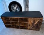 Vintage schoenenbank/verwijderbare kussen/planken110x30x48, Ophalen, Zo goed als nieuw