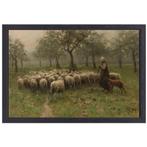Herderin met kudde schapen - Anton Mauve canvas + baklijst 7, Huis en Inrichting, Woonaccessoires | Schilderijen, Tekeningen en Foto's