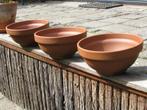 Terracotta plantenschalen schaal tuin 3 stuks nieuw. 28 x 13, Tuin en Terras, Bloempotten, Rond, Nieuw, Minder dan 25 cm, Terracotta
