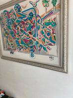 Abstract Schilderij 110x80 cm met Lijst - Modern Kunstwerk, Antiek en Kunst, Ophalen