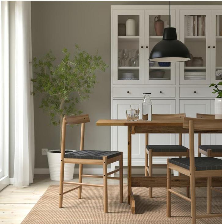 NACKANÄS Eetkamerstoel, acacia (2stks), Huis en Inrichting, Stoelen, Zo goed als nieuw, Twee, Hout, Riet of Rotan, Bruin, Ophalen