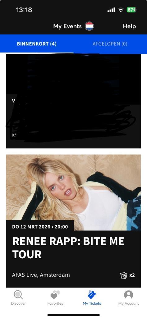 Staanplaatsen Reneé Rapp AFAS Live, Tickets en Kaartjes, Concerten | Pop, Twee personen, Maart