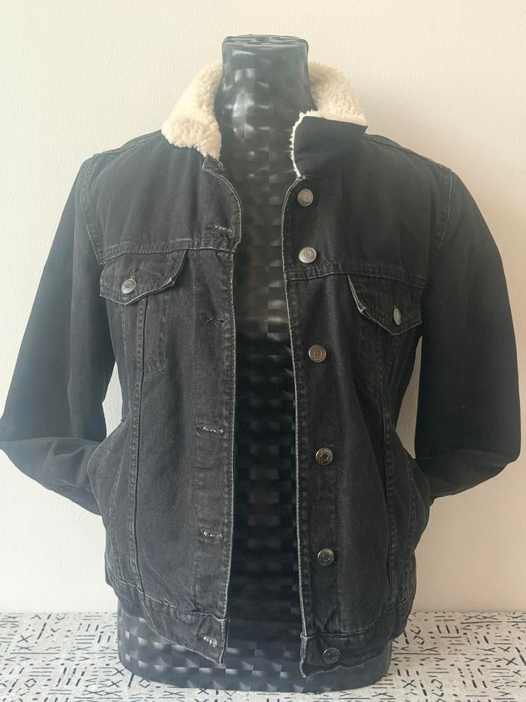 Warm gevoerde zwart spijkerjas – maat EU 32, Kleding | Dames, Jassen | Winter, Zo goed als nieuw, Maat 34 (XS) of kleiner, Zwart