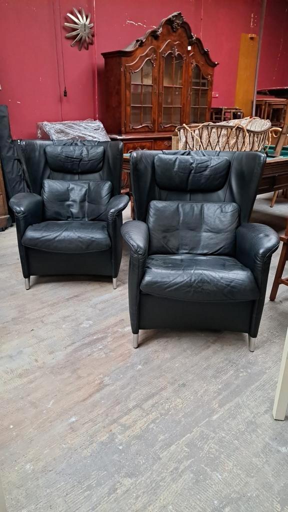 Set Fauteuils De Sede DS 23 zwart, Huis en Inrichting, Fauteuils, Gebruikt, 75 tot 100 cm, 75 tot 100 cm, Ophalen of Verzenden