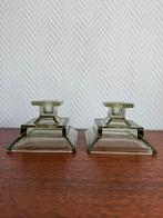 Set van twee vintage kandelaars, Antiek en Kunst, Ophalen of Verzenden, Glas