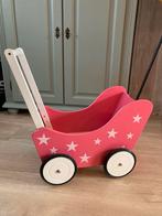 Playwood houten poppenwagen roze met witte sterren, Ophalen, Gebruikt, Duw- of Trekspeelgoed