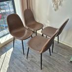 Sklum eetkamerstoelen van imitatieleer - set van 4, Huis en Inrichting, Stoelen, Ophalen, Gebruikt, Bruin, Vier