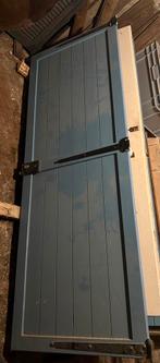 2 massief houten deuren voor schuur of tuinhuis, Ophalen, 80 tot 100 cm, 200 tot 215 cm, Hout