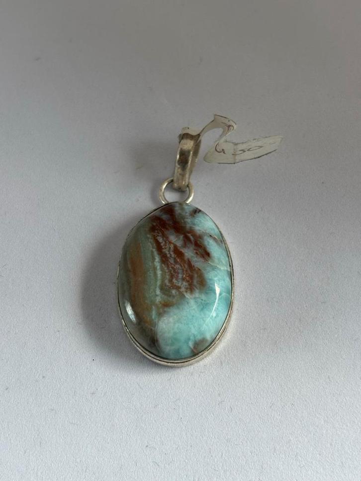 Handgemaakte Larimar Edelsteen Hanger, Sieraden, Tassen en Uiterlijk, Kettinghangers, Nieuw, Steen of Mineraal, Blauw, Overige voorstellingen