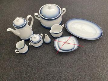 Bavaria Kronester vintage servies blauw wit - 7 delig beschikbaar voor biedingen