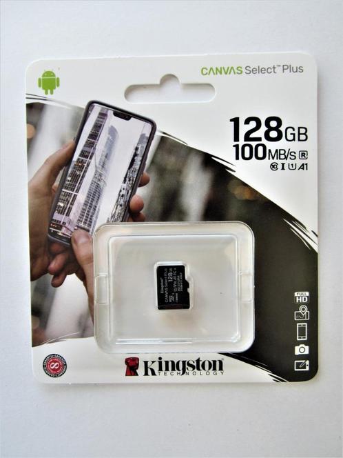 Kingston micro SD kaart 128GB nieuw, Audio, Tv en Foto, Fotografie | Geheugenkaarten, Nieuw, MicroSDXC, 128 GB, Smartphone, Ophalen of Verzenden