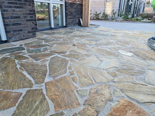 Griekse flagstones Kavala Brown voor pad, tuin en terras, Tuin en Terras, Tegels en Klinkers, Nieuw, Terrastegels, Natuursteen