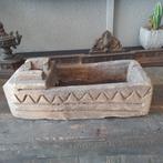 Houten bak/ trog uit Nepal - oud hout - stoer en sober, Ophalen of Verzenden, Gebruikt