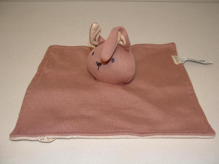 PRENATAL KONIJN LITTLE KNITS KNUFFELDOEK FIJN GEBREID OUDROZ, Kinderen en Baby's, Speelgoed | Knuffels en Pluche, Nieuw, Overige typen