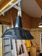 Oude Emaille Hanglamp - Zwart, Huis en Inrichting, Lampen | Hanglampen, Gebruikt, Ophalen of Verzenden, Metaal, Minder dan 50 cm