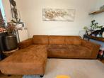 Cognac hoekbank met chaise longue - 279cm, Huis en Inrichting, 250 tot 300 cm, Gebruikt, Hoekbank, 75 tot 100 cm