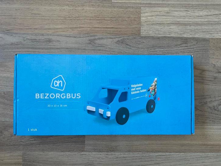 Bezorgbus AH Hout voor de mini boodschappen, Kinderen en Baby's, Speelgoed | Babyspeelgoed, Nieuw, Auto, Met wieltjes, Ophalen of Verzenden