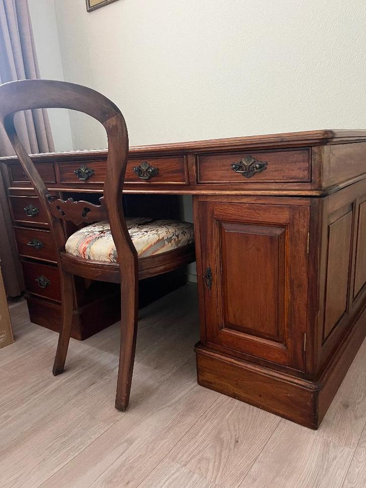 Mahonie houten bureau en kast, Antiek en Kunst, Antiek | Meubels | Kasten, Ophalen