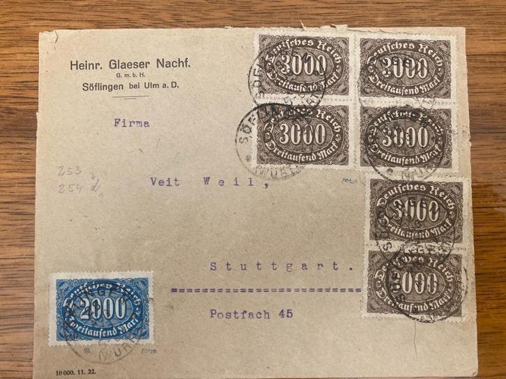 DEUTSCHES REICH 3 INFLATIE brieven met juiste frankering, Postzegels en Munten, Brieven en Enveloppen | Buitenland, Brief, Verzenden