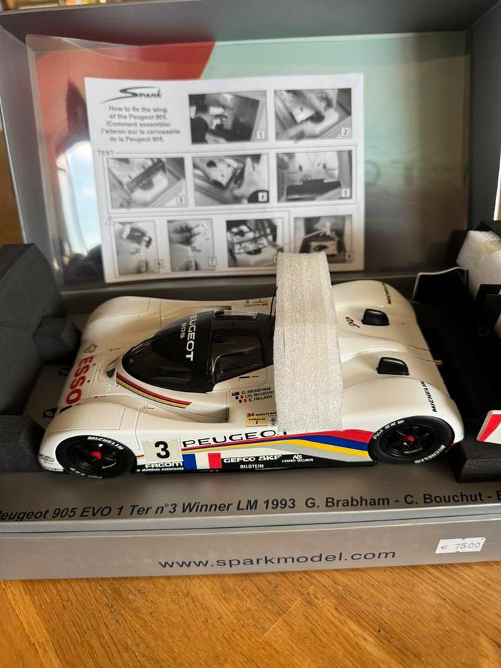 Spark Model Peugeot 905 EVO 1 #3, Hobby en Vrije tijd, Modelauto's | 1:18, Nieuw, Auto, Overige merken, Ophalen of Verzenden