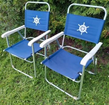 2 vintage klapstoelen, maritieme camping stoel strand stoel 