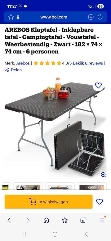 **Klaptafel, feesttafel, buffettafel (6 persoons) te huur** beschikbaar voor biedingen