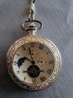 Zakhorloge verzilverd met ketting, Overige merken, Zakhorloge, Overige materialen, Ophalen of Verzenden