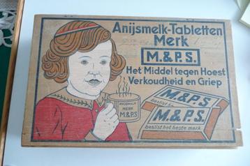 oud kistjevan M&P.S anijsmelk tabletten jaren 30 mooie staat beschikbaar voor biedingen