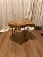 Unieke boomstam salontafel met metalen poten, Minder dan 45 cm, Minder dan 55 cm, Gebruikt, Ophalen of Verzenden