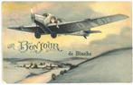964012	Un Bonjour de	Binche	Vliegtuig	1930	Gelopen met post, Henegouwen, Gelopen, Ophalen of Verzenden, 1920 tot 1940