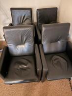 Gratis af te halen 4 zwarte eet kamer stoelen, Huis en Inrichting, Ophalen, Gebruikt, Zwart, Leer