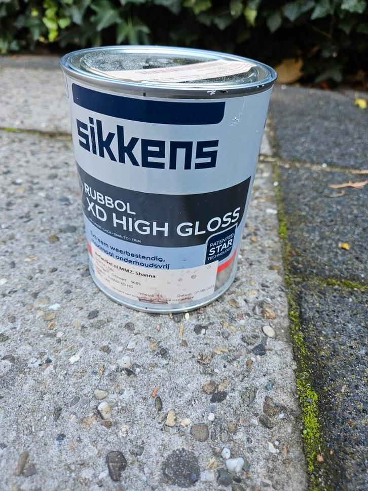 Sikkens Rubbol XD High Gloss Gitzwart - Nieuw!, Doe-het-zelf en Verbouw, Verf, Beits en Lak, Nieuw, Lak, Minder dan 5 liter, Zwart