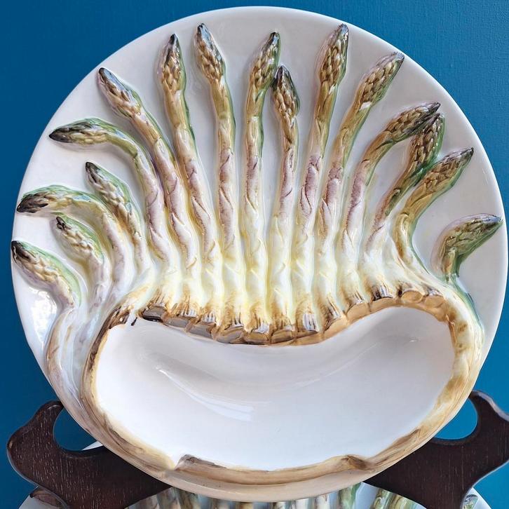 4 RB Italië aardewerk asperge borden, Antiek en Kunst, Antiek | Schalen, Ophalen of Verzenden