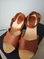 FRED de la Bretonierre klomp leren sandalen met 37, Fred de la Bretoniere, Bruin, Gedragen, Sandalen of Muiltjes
