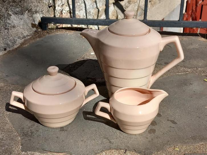 mooie set kan koffie thee melk suikerpot, Frankrijk art deco, Antiek en Kunst, Curiosa en Brocante, Verzenden