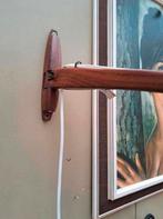 Vintage Deense teakhout met melkglas kap zwenkarm wandlamp, Ophalen of Verzenden
