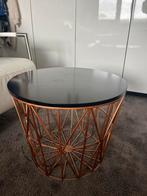 Bijzettafel, zwart / koper, 50 cm, Huis en Inrichting, Minder dan 55 cm, Gebruikt, Metaal of Aluminium, Rond