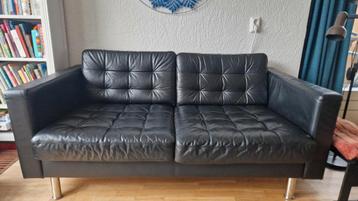 Zwart leren banken 2x 2-zits landskrona Ikea - afbeelding 1